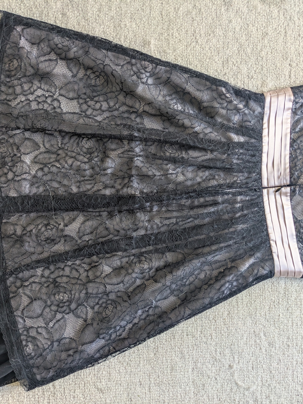 BCBGMaxAzria Strapless Black Lace Dress with Soft Pink Waist - Picture 2 of 3